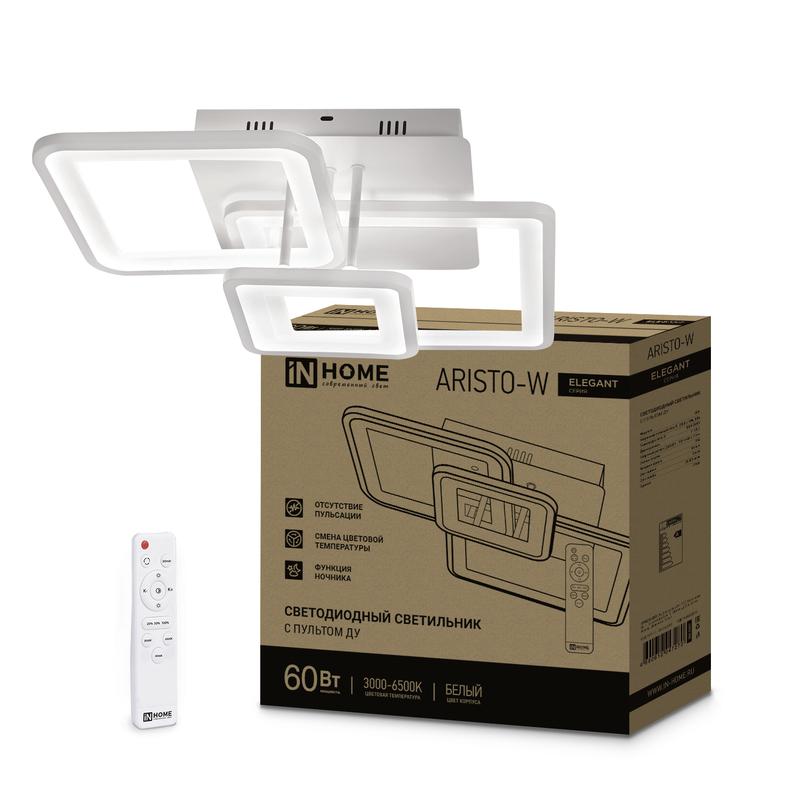 Рекомендуем купить Светильник светодиодный ELEGANT ARISTO-W 60Вт 230В 3000-6500К 4700лм 531х448х151мм пульт ДУ бел. IN HOME 4690612047270