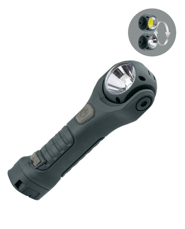 Рекомендуем купить Фонарь-светильник аккумуляторный 3Вт LED+4Вт COB LED+красн. съемный Li-ion 18650 1200мА.ч корпус ABS-пластик USB-шнур поворот. механизм источников света магнит на корпусе складная металл. ручка для подвеш. КОСМОС KOC705Lit