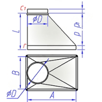 Купить переход прямоугольного сечения на круглое тип 4 оптом | ПРОТОРГ
