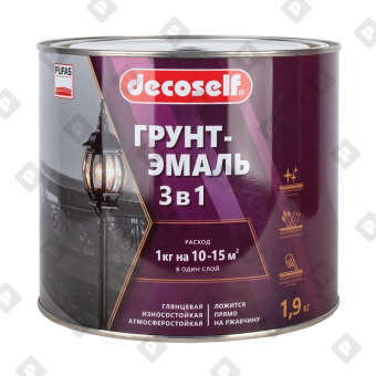 Грунт-эмаль Pufas Decoself 3 в 1 глянцевая жёлтая (1,9 кг) - №1