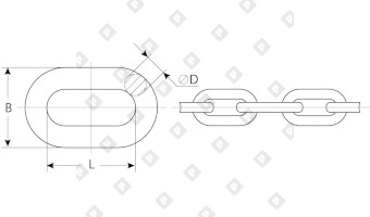 Цепь короткозвенная DIN 766 Ø13x36, нерж. сталь A2 - №2
