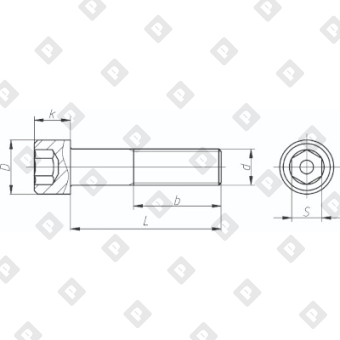 Винт DIN 912 М20x90 с неполной резьбой и цилиндрической головкой с внутренним шестигранником, кл. пр. 12.9, оц. сталь - №2