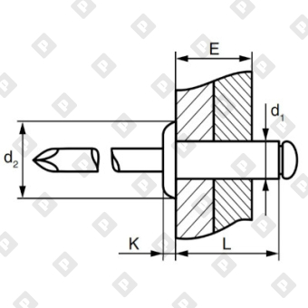 Заклепка вытяжная открытая 3,2x8 со стандартным бортом, окрашенная RAL 7024 серый графит, алюминий / оц. сталь - №2