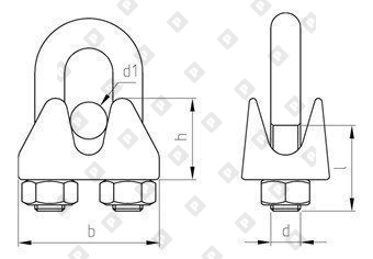Зажим ART 9074 (DIN 741) для троса Ø19мм, нерж. сталь А4 - №5