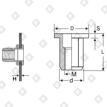 Заклепка М10x22 шестигранная с внутренней резьбой и цилиндрическим бортом, оц. сталь - №2