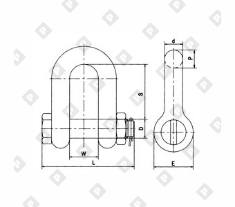 Скоба такелажная прямая G-2150 0.75 т с гайкой и шплинтом, кл. пр. 8 - №2