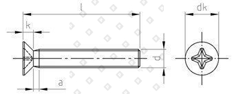 Винт DIN 965 М3х6 с потайной головкой и крестообразным шлицем РН, нерж. сталь А2 - №4