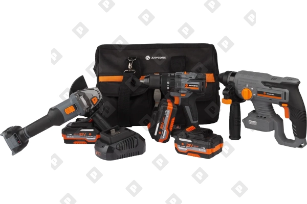 Набор из трех инструментов Anycons ударная дрель шуруповерт, УШМ, перфоратор AC-ST303 - №2