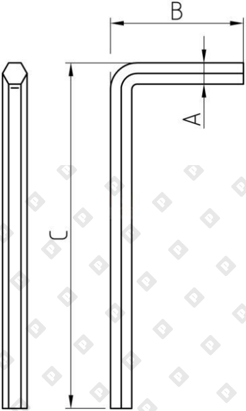 Ключ L-образный шестигранный DIN 911, внутренний SW3, оц. сталь - №2