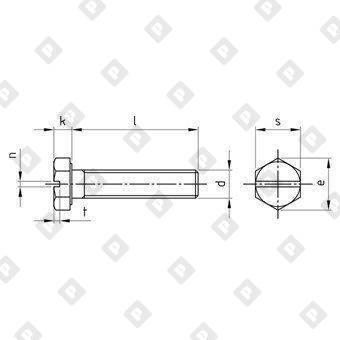 Болт DIN 933 SZ M6x45 с шестигранной головкой, прямым шлицем и полной резьбой, нерж. сталь A2 - №3
