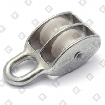 Блок двойной 1 1/4" (30 мм) с пластиковым диском, оц. сталь - №1